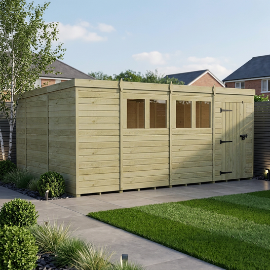 15 x 10 Pent Shed (Single Door, With Windows) - Pent Shed
