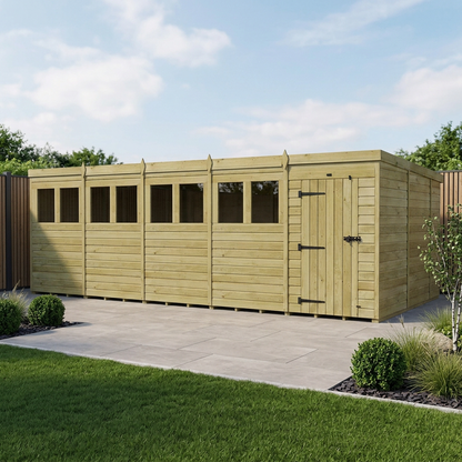 20 x 10 Pent Shed (Single Door, With Windows) - view 2