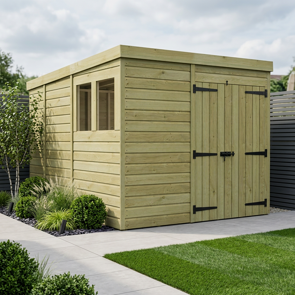 7 x 9 Pent Shed (Double Door, With Windows) - view 3