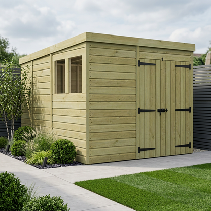 7 x 9 Pent Shed (Double Door, With Windows) - view 3