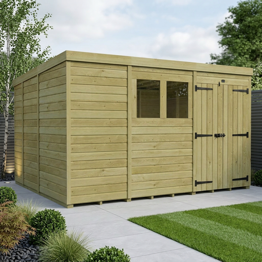11 x 9 Pent Shed (Double Door, With Windows) - Pent Shed
