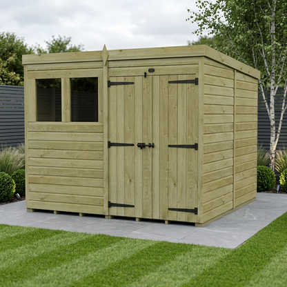 8 x 10 Pent Shed (Double Door, With Windows) - Pent Shed