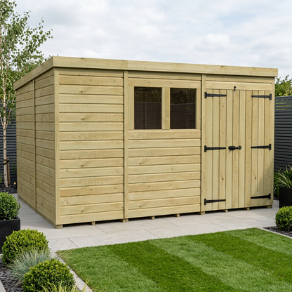 11 x 10 Pent Shed (Double Door, With Windows) - Pent Shed