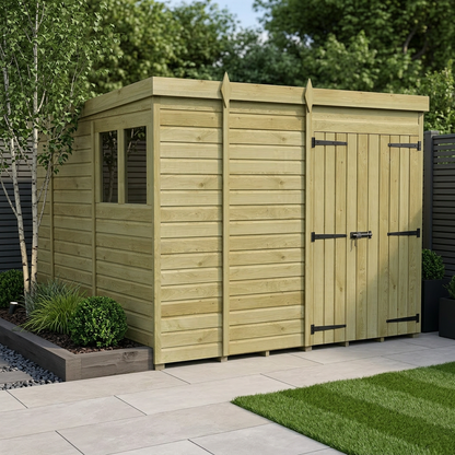 9 x 10 Pent Shed (Double Door, With Windows) - Pent Shed