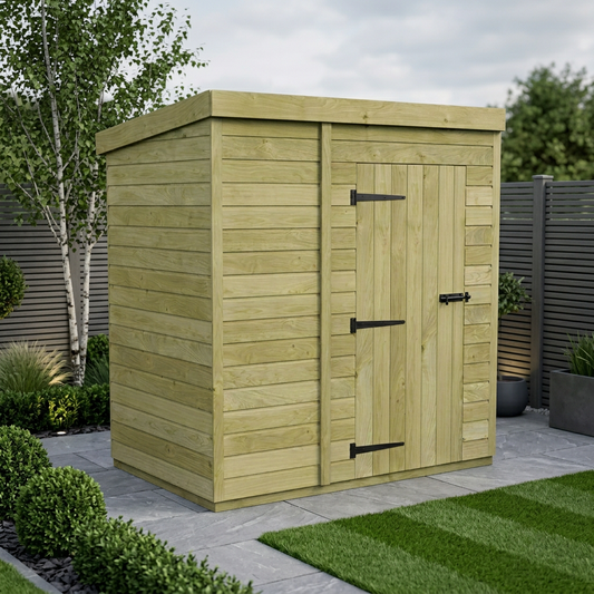 7 x 4 Pent Shed (Single Door, No Windows) - view 3