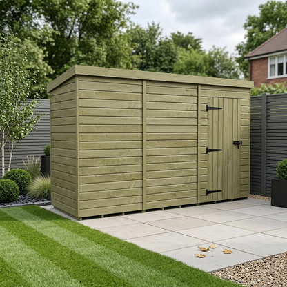 12 x 4 Pent Shed (Single Door, No Windows) - view 2