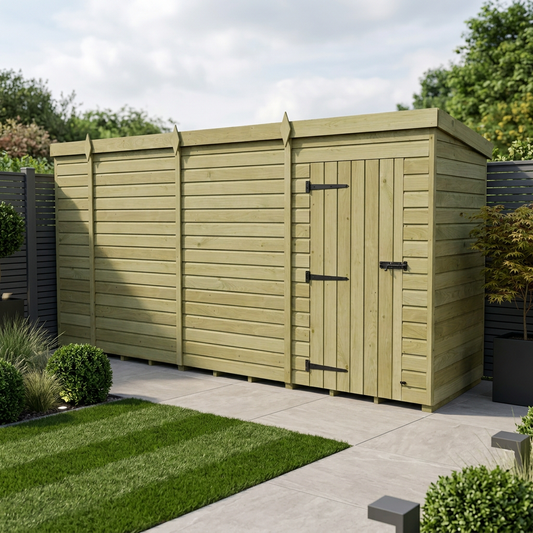 13 x 4 Pent Shed (Single Door, No Windows) - view 2
