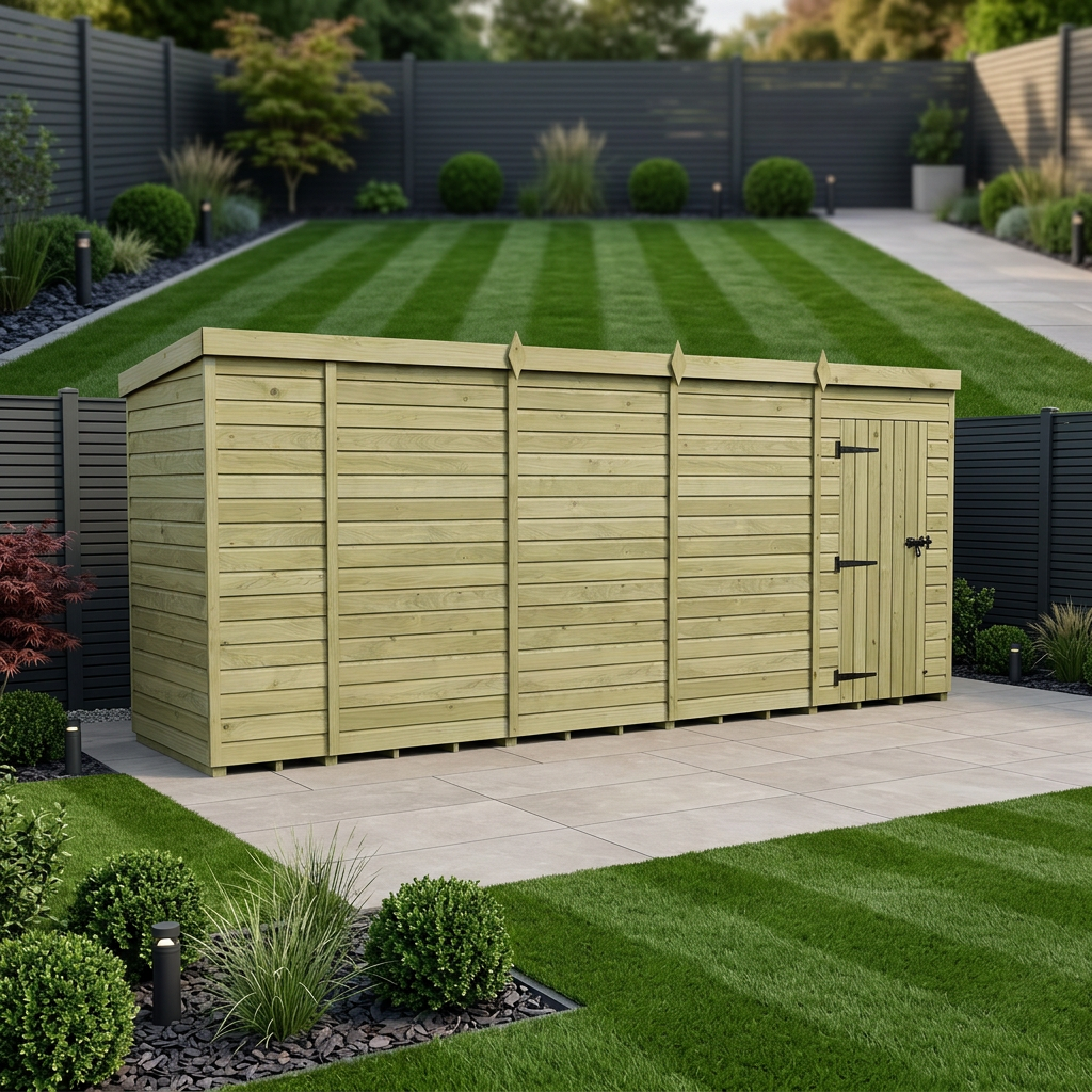 18 x 4 Pent Shed (Single Door, No Windows) - Pent Shed