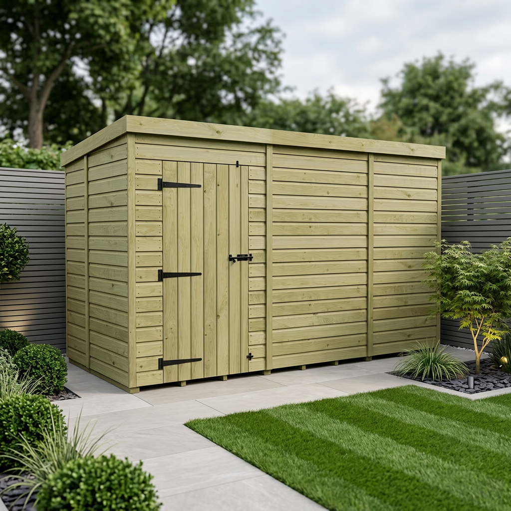 11 x 5 Pent Shed (Single Door, No Windows) - view 3