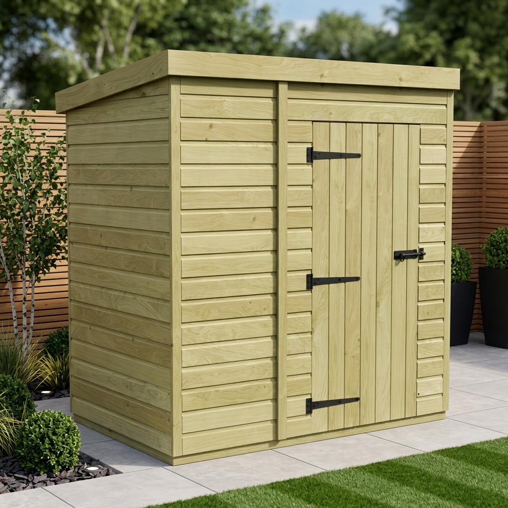 5 x 4 Pent Shed (Single Door, No Windows) - view 2