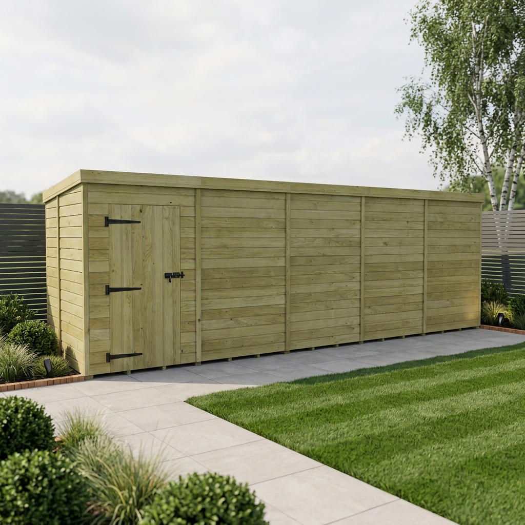 20 x 5 Pent Shed (Single Door, No Windows) - view 3