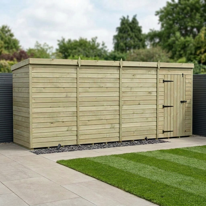 16 x 4 Pent Shed (Single Door, No Windows) - view 3