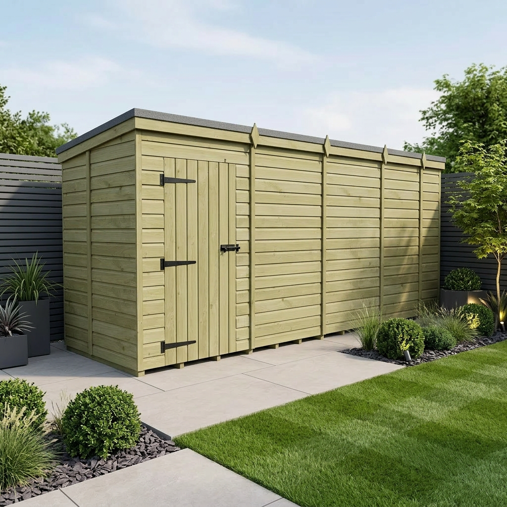 17 x 5 Pent Shed (Single Door, No Windows) - view 2