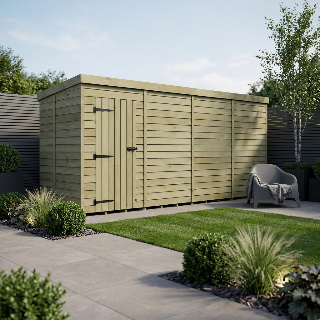 16 x 5 Pent Shed (Single Door, No Windows) - view 2