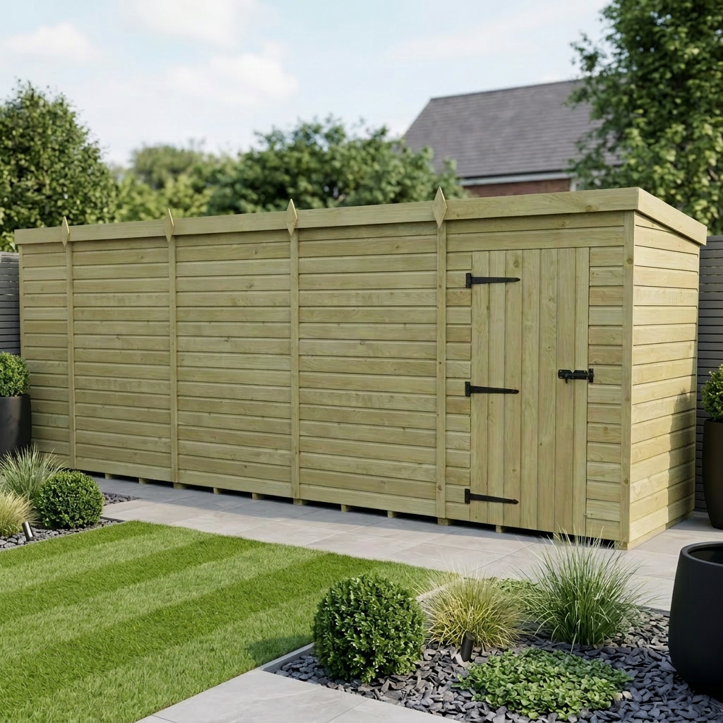 17 x 4 Pent Shed (Single Door, No Windows) - Pent Shed