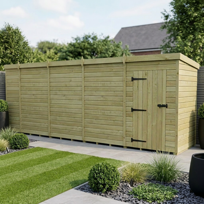 17 x 4 Pent Shed (Single Door, No Windows) - Pent Shed