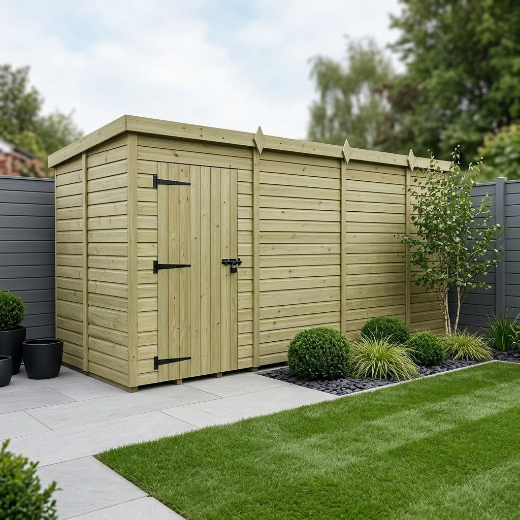 13 x 5 Pent Shed (Single Door, No Windows) - view 4