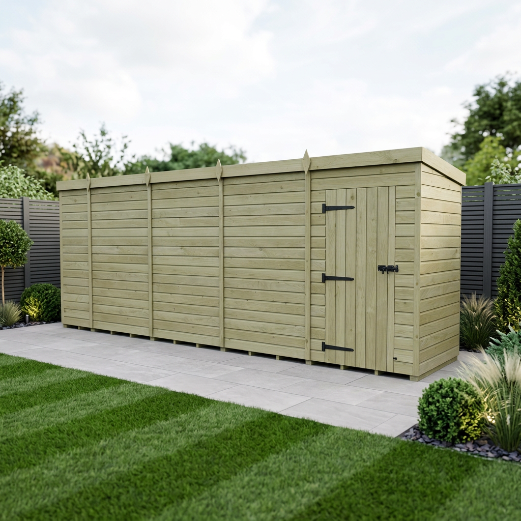 19 x 4 Pent Shed (Single Door, No Windows) - view 2