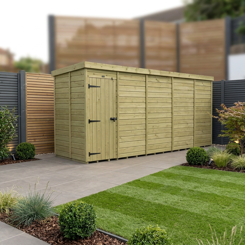 19 x 5 Pent Shed (Single Door, No Windows) - view 3