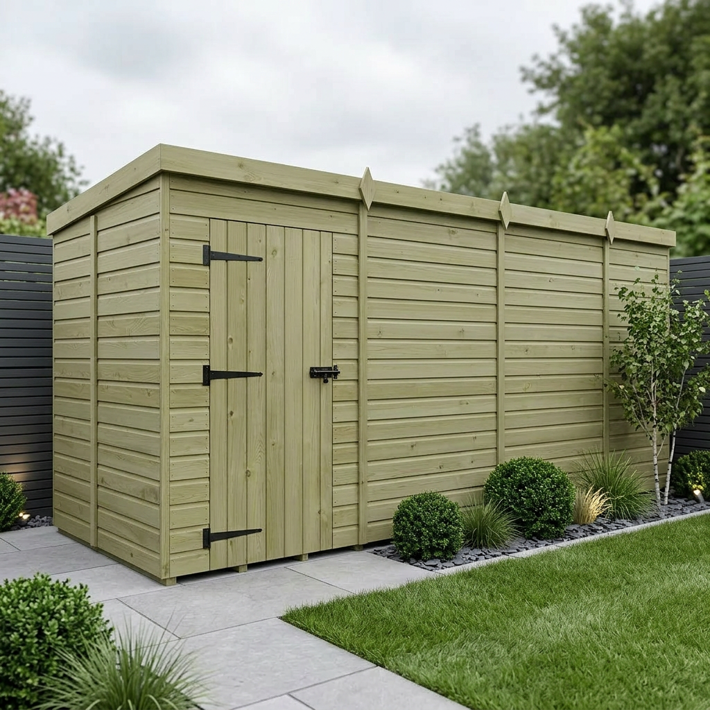 15 x 5 Pent Shed (Single Door, No Windows) - view 2