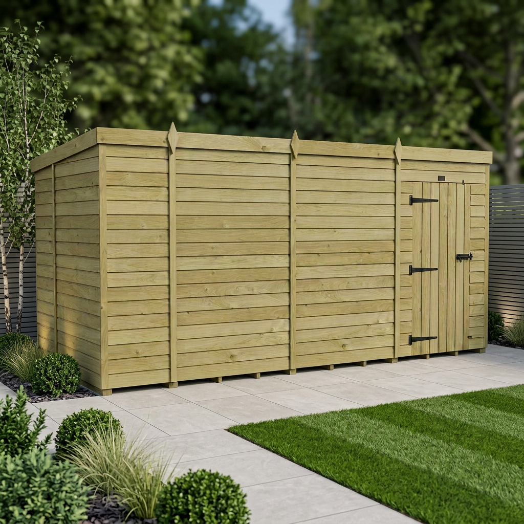 14 x 6 Pent Shed (Single Door, No Windows) - view 3