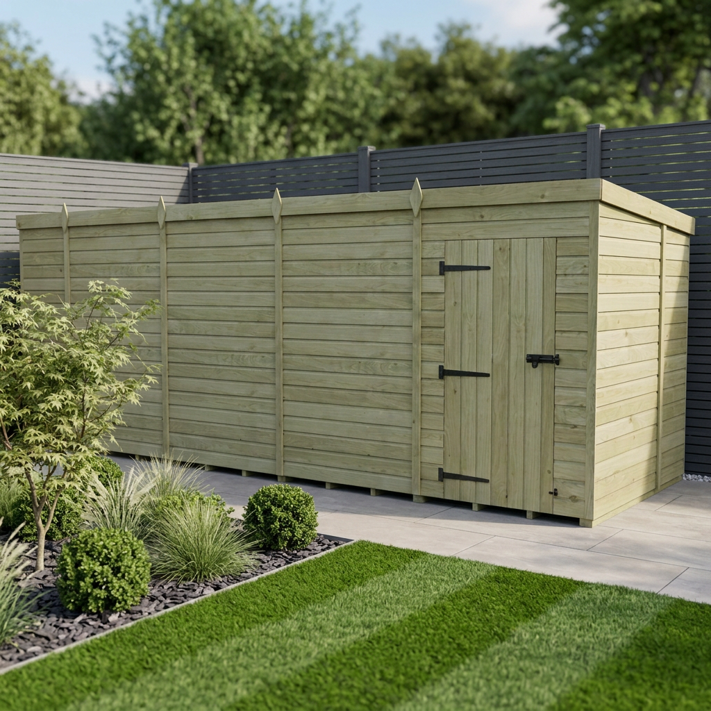 17 x 6 Pent Shed (Single Door, No Windows) - view 4