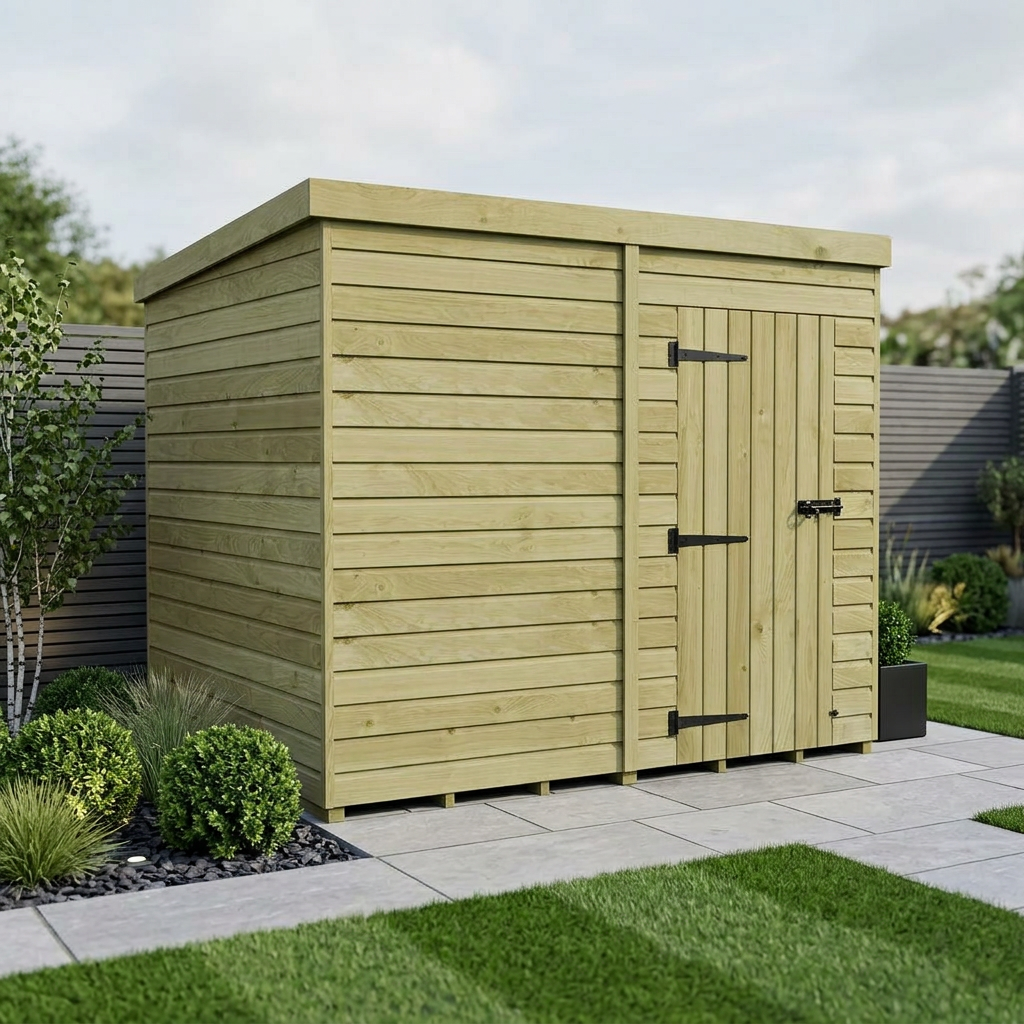 8 x 7 Pent Shed (Single Door, No Windows) - view 4