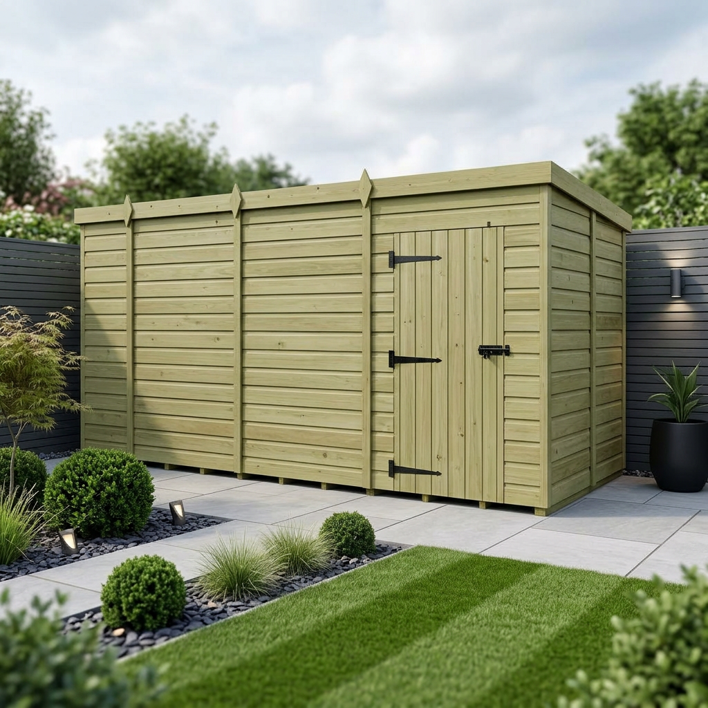 13 x 6 Pent Shed (Single Door, No Windows) - view 4
