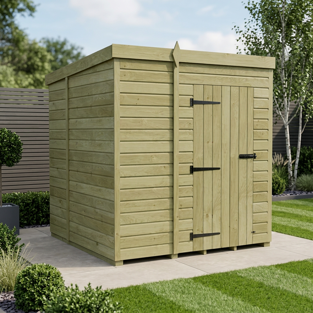 5 x 7 Pent Shed (Single Door, No Windows) - view 5