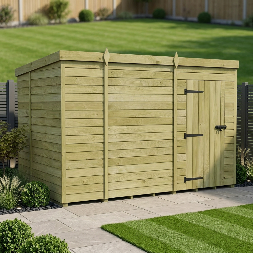 11 x 6 Pent Shed (Single Door, No Windows) - view 4