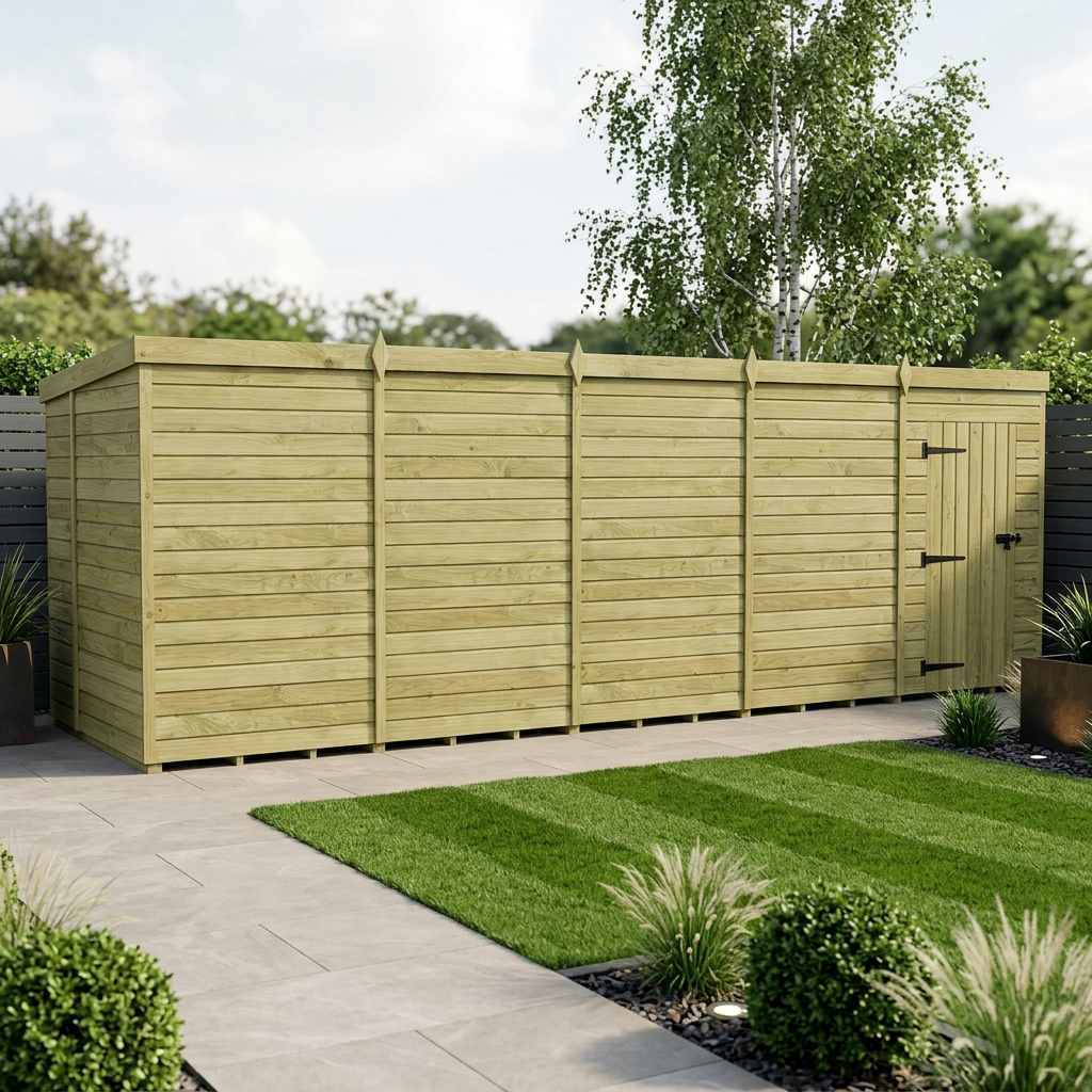 20 x 6 Pent Shed (Single Door, No Windows) - view 5