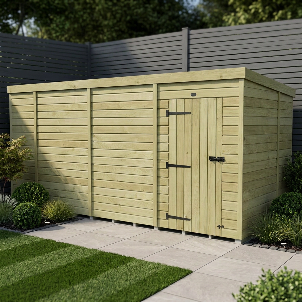 13 x 7 Pent Shed (Single Door, No Windows) - view 4