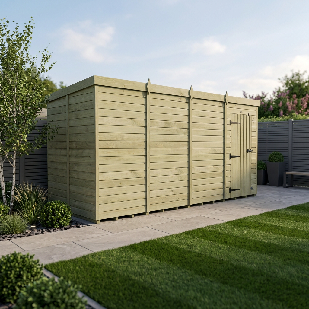 16 x 7 Pent Shed (Single Door, No Windows) - view 6