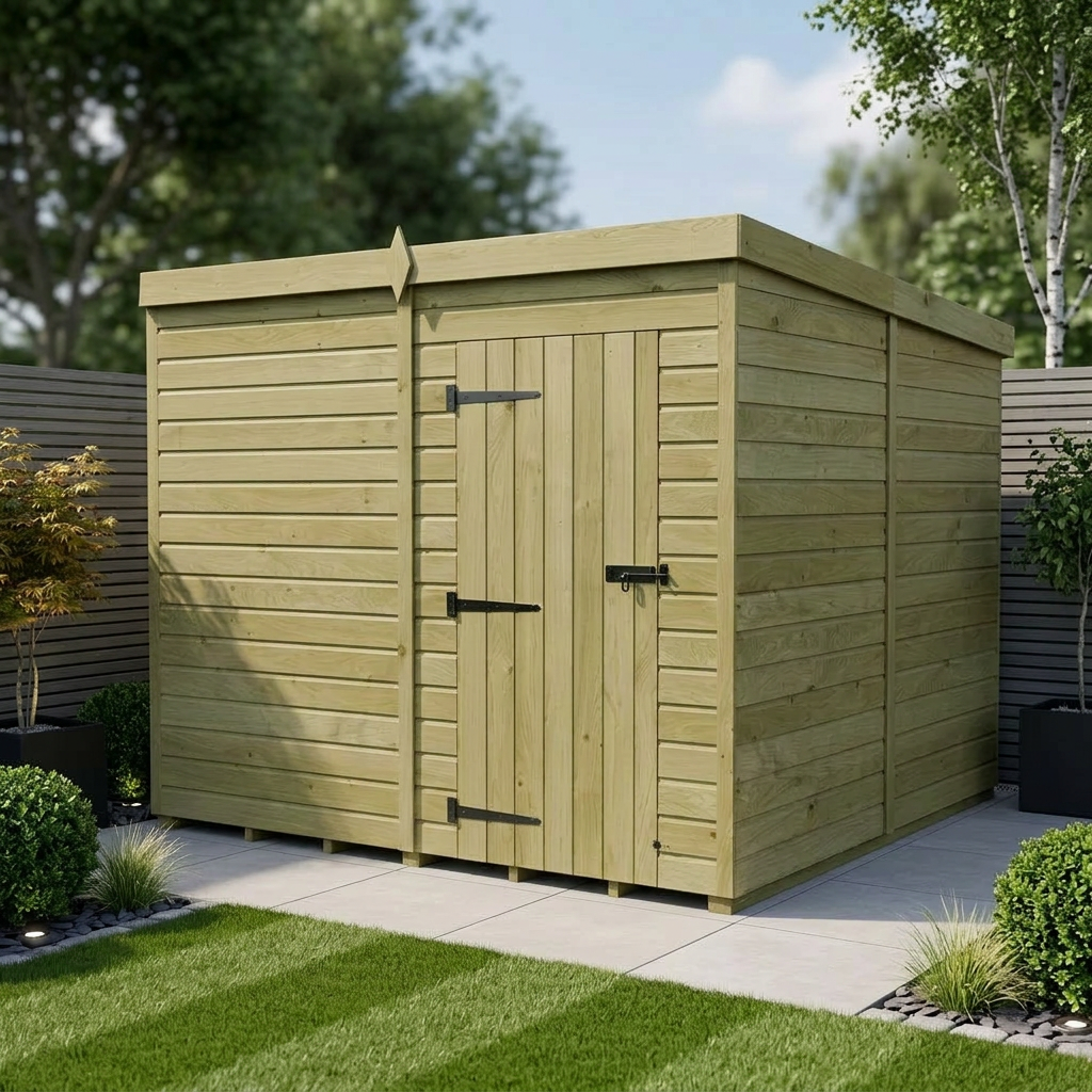 8 x 8 Pent Shed (Single Door, No Windows) - view 2
