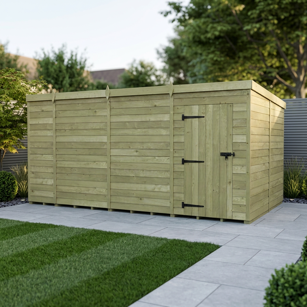 13 x 8 Pent Shed (Single Door, No Windows) - view 2