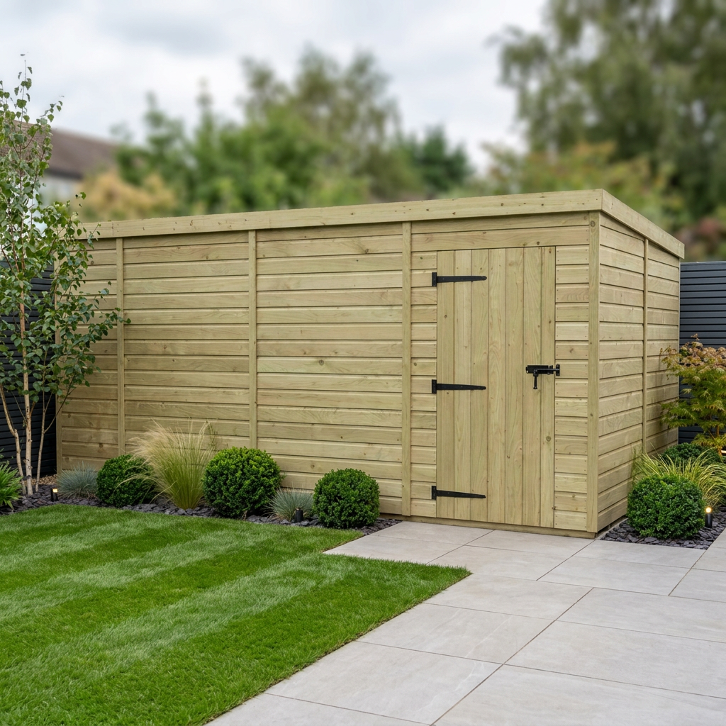 15 x 8 Pent Shed (Single Door, No Windows) - view 3