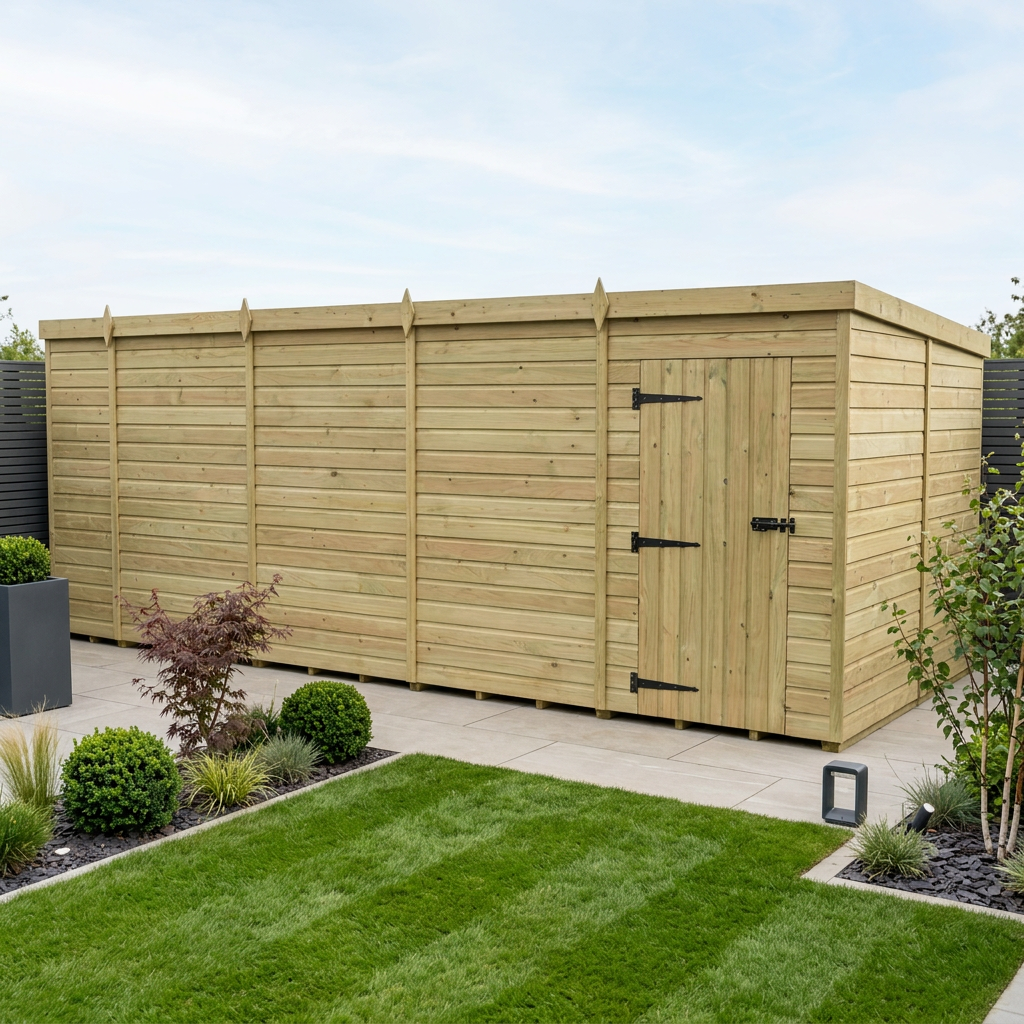 17 x 8 Pent Shed (Single Door, No Windows) - view 2