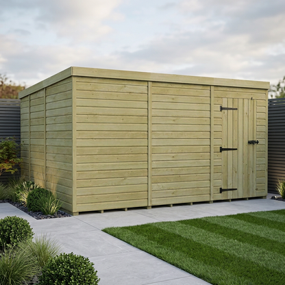 12 x 9 Pent Shed (Single Door, No Windows) - view 2