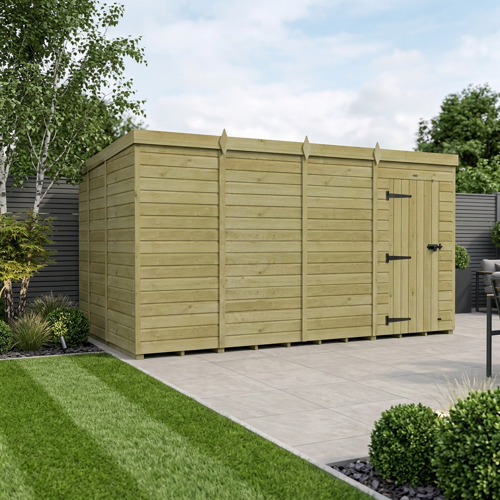 16 x 9 Pent Shed (Single Door, No Windows) - view 3