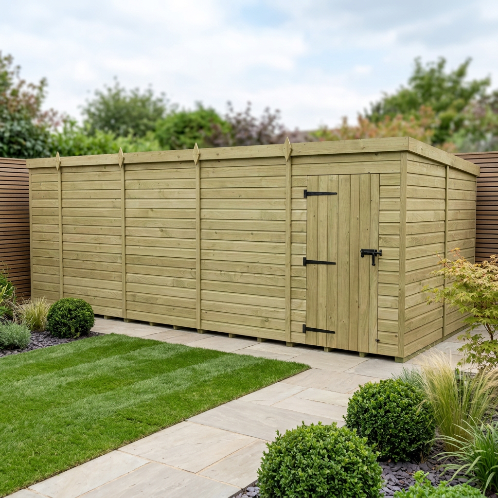 18 x 8 Pent Shed (Single Door, No Windows) - view 3