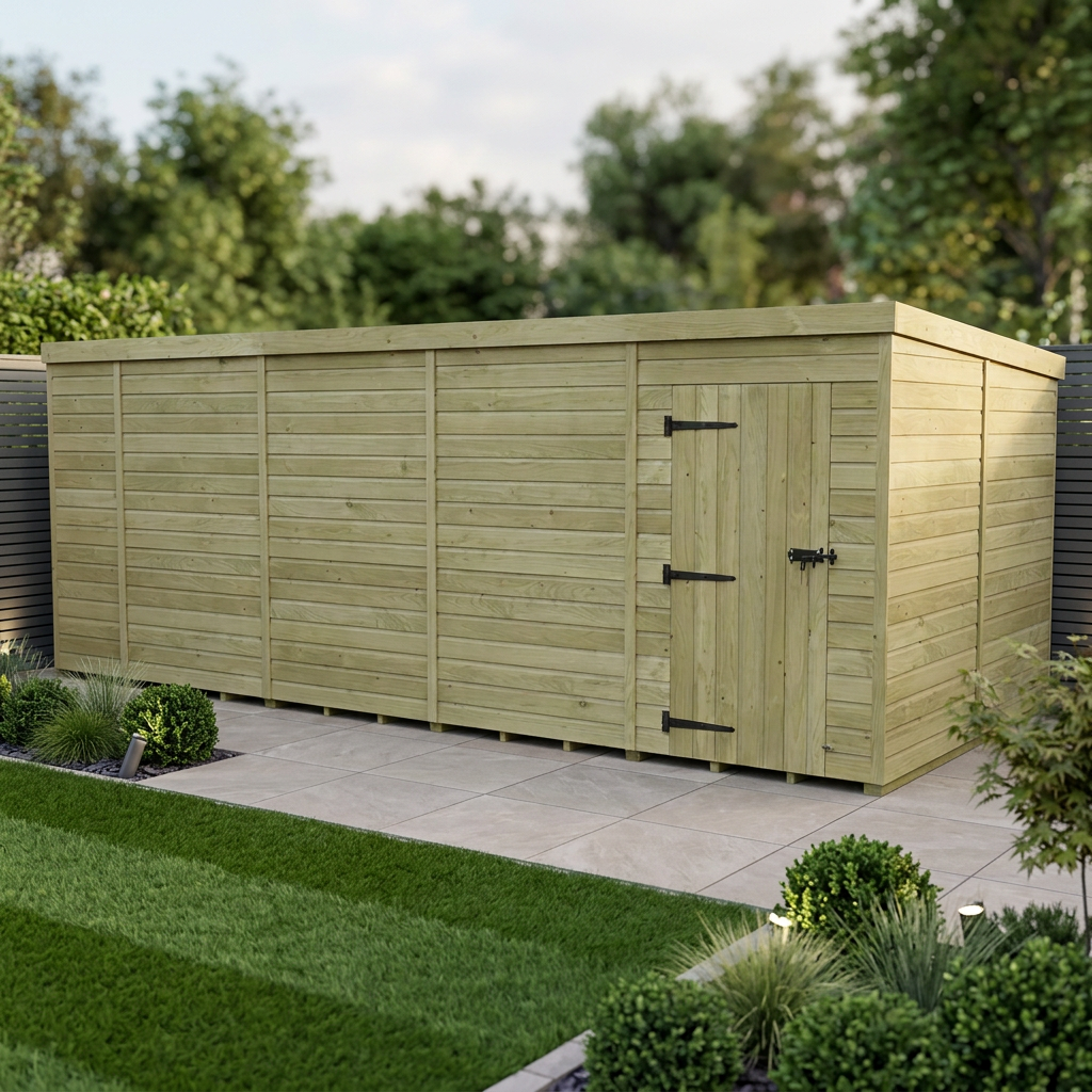 19 x 8 Pent Shed (Single Door, No Windows) - view 3