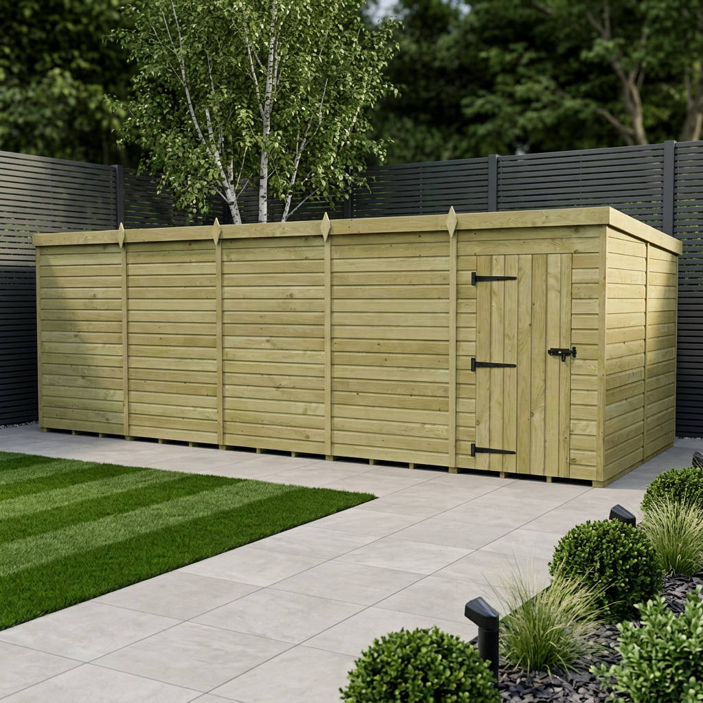 20 x 8 Pent Shed (Single Door, No Windows) - view 3