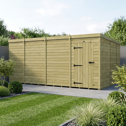 15 x 9 Pent Shed (Single Door, No Windows) - view 2