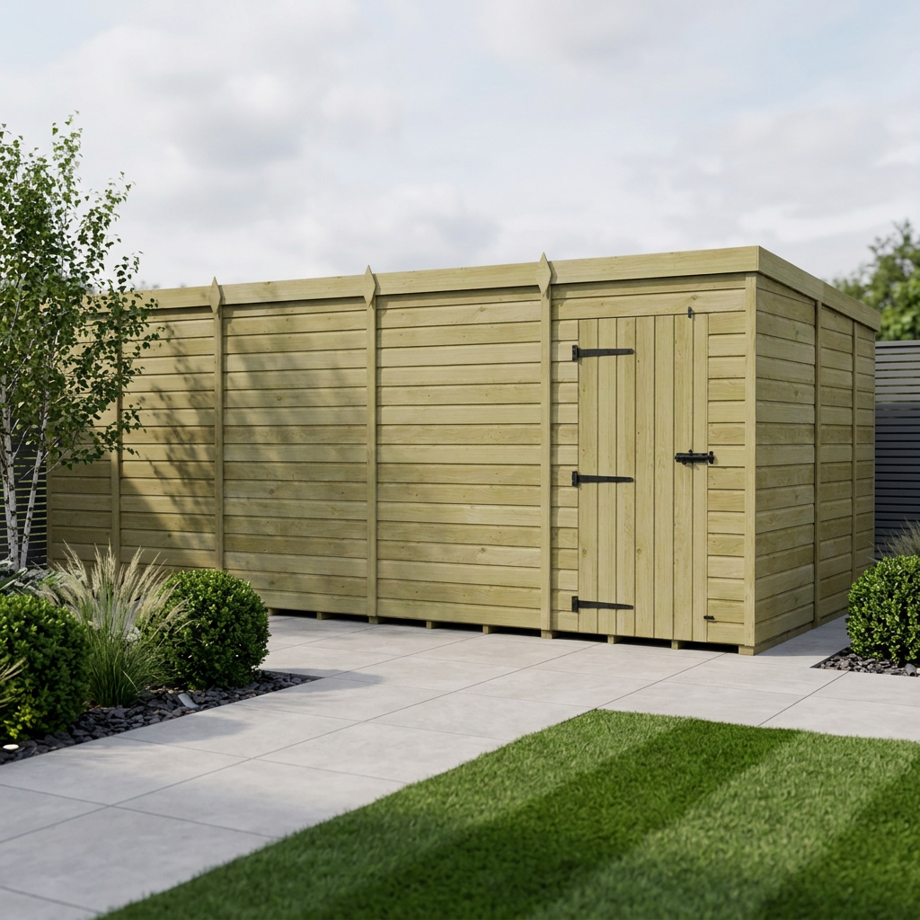 17 x 9 Pent Shed (Single Door, No Windows) - view 2