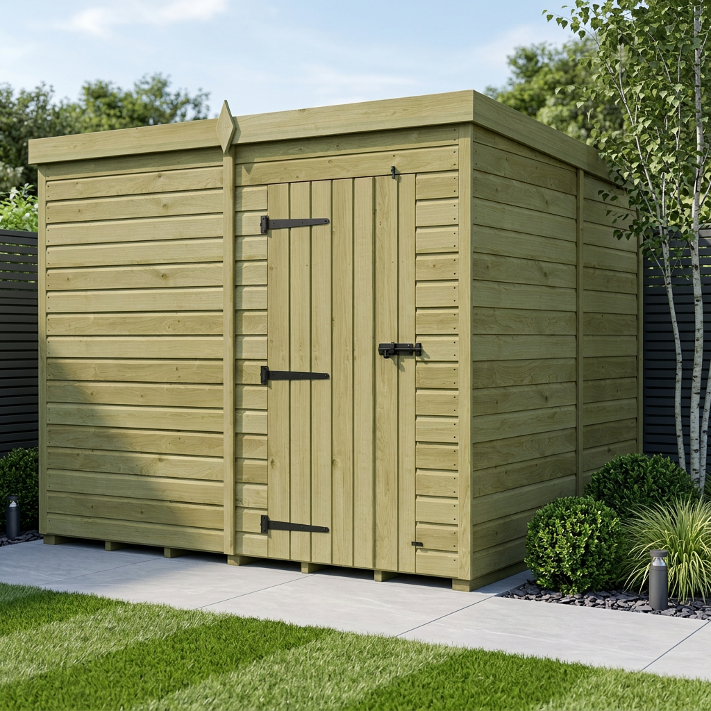 8 x 9 Pent Shed (Single Door, No Windows) - view 4