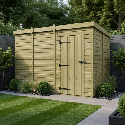 11 x 9 Pent Shed (Single Door, No Windows) - view 2