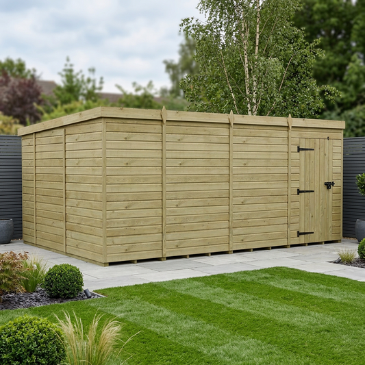 15 x 10 Pent Shed (Single Door, No Windows) - view 2