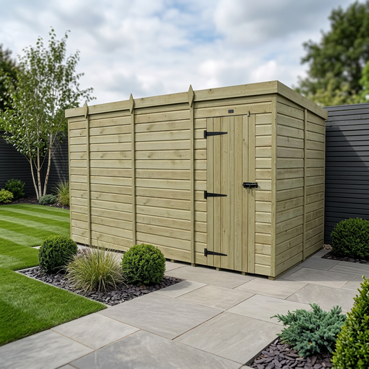 14 x 10 Pent Shed (Single Door, No Windows) - view 2