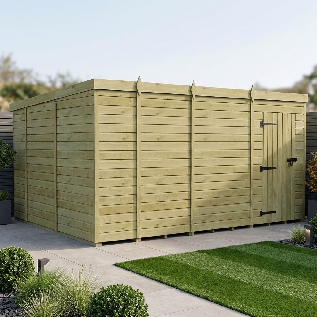 13 x 10 Pent Shed (Single Door, No Windows) - Pent Shed