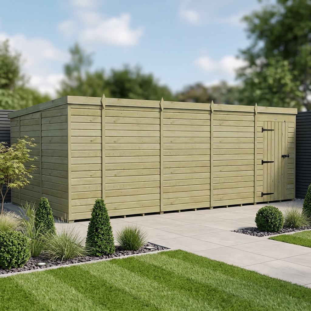 18 x 10 Pent Shed (Single Door, No Windows) - view 2